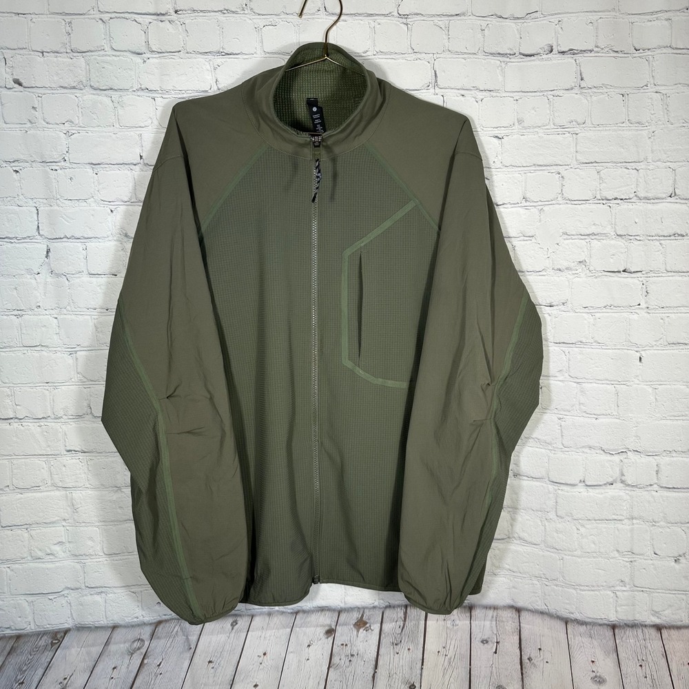 Lululemon Fleece Hiking Jacket Olive Green Performance Activewear XL LM3DRPS